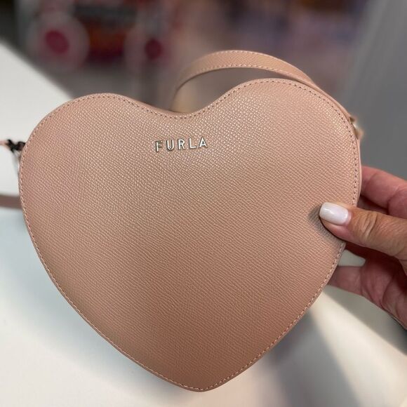 Furla Handbags - Furla Lilli Heart Leather Crossbody in Color Moonstone.